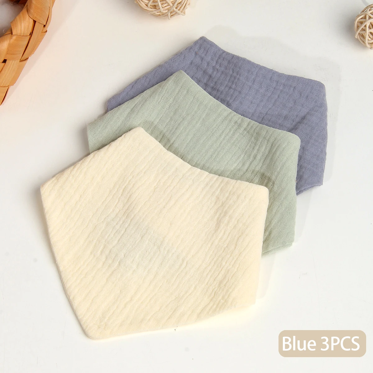 סט של 3 מגבות לתינוקות מוסלין כותנה טהורה בצורת משולש, עמידות למים וכתמים, ארבע שכבות גאוז נושמות