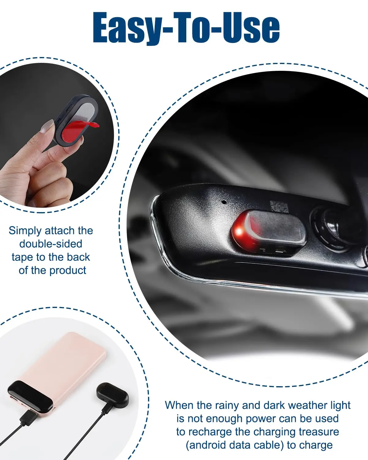Solar-Powered LED Car Security Light - Wireless Anti-Theft Warning Lamp