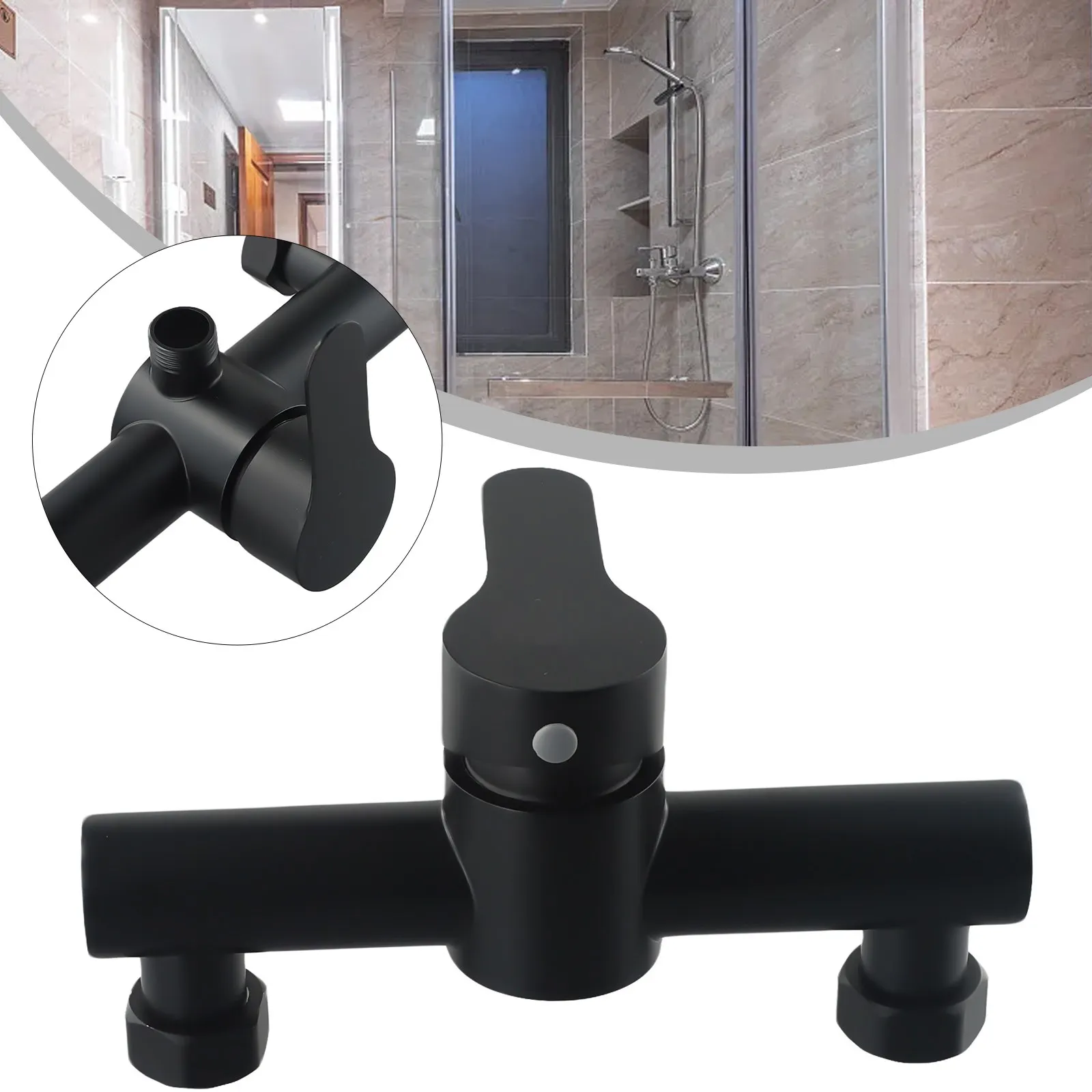 1x Shower Faucet 304 Stainless Steel Shower Faucet Hot Cold Water Mixer Wall Mounted Black Bath Room Part