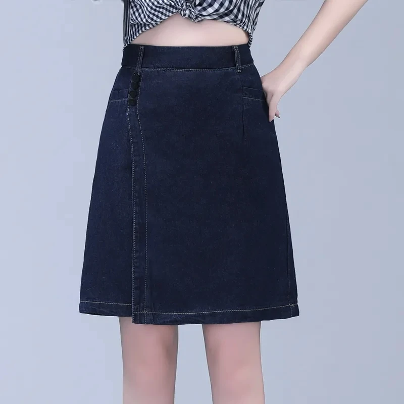 Five point Jeans Skirt Women's Summer Thin Four point Wide leg pants 2026 New Woman Loose Shorts High waisted Short Casual Pants