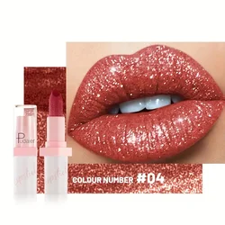 Shimmering Pink Metallic Waterproof Lipstick - Long - Lasting Glitter Shine (04)