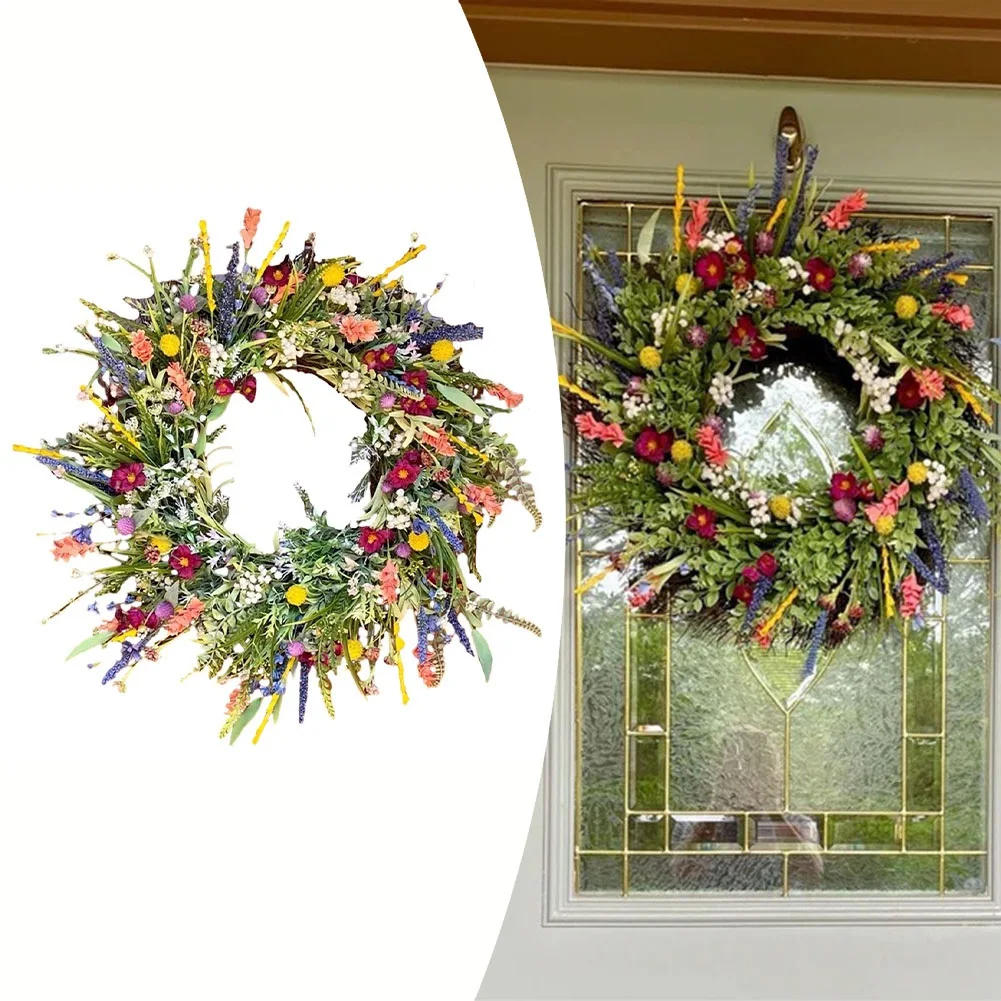 

Artificial Wreath Hanging Decor Spring Summer Front Door Wreath Simulation Flower Wreath Decoration WindowsDecoration Christmas