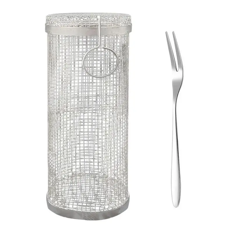 

BBQ Basket Stainless Steel Cooking Grill Grate BBQ Wire Mesh Cylinder Grill Basket For Outdoor Camping Kitchen Accessories
