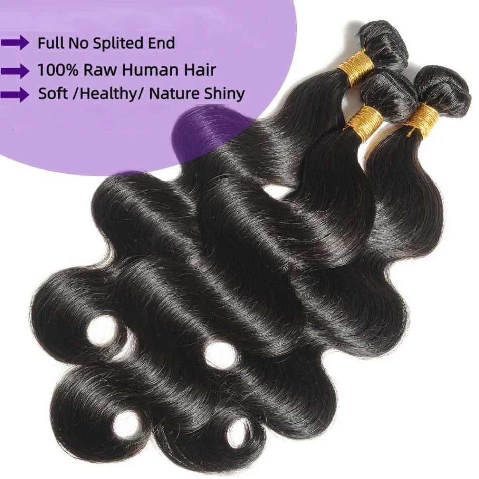 Human Hair Body Wave Wigs Bundles 100% Original Black Natural Brazilian Hair Extensions 1/3/4 Pieces Bundles Deals For Women