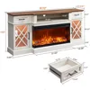 Farmhouse TV Stand with Fireplace, 70'' Entertainment Center Stand with 36" 3-Sided Glass Electric Fireplace for TVs Up to 80 in 6