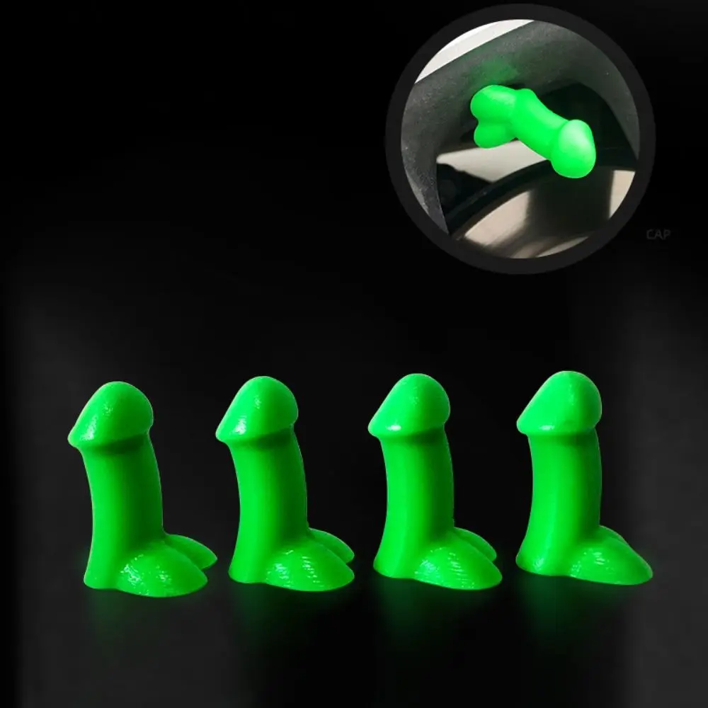 Set of 4 Humorous Novelty Tire Valve Stem Caps - Dust-Proof Prank Accessories