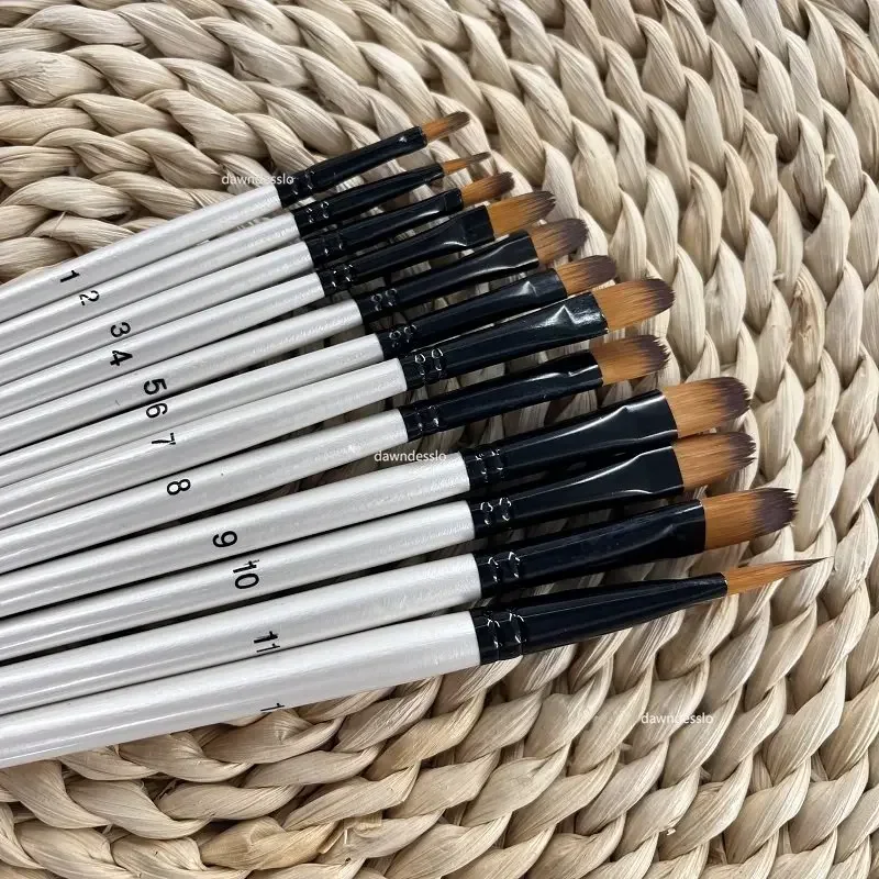 12pcs Artist Watercolor Painting Brushes Paint Brush For Nylon Paint Brushes Oil Acrylic Flat&tip Kit Pen Art Supplies 3