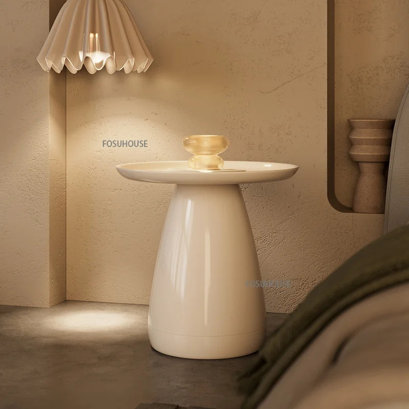 Nordic Plastic Transparent Nightstands Bed Side Storage Rack Modern Simple Small Round Table Minimalist Creative Bedside Table