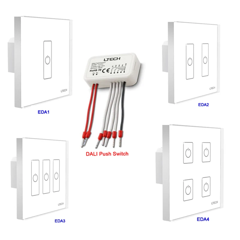 86 style wall Switch dimming Controller DALI Touch Panel DALI bus supply power Support scene, group, unicast, broadcast mode
