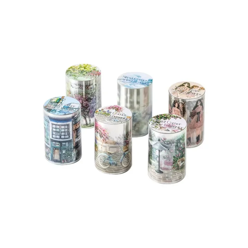 1Pack/3Pack 거리 장식 콜라주 코너 풍경 원활한 PET 테이프 핸드북 롤 거리 코너 만남 diy 60mm * 2m