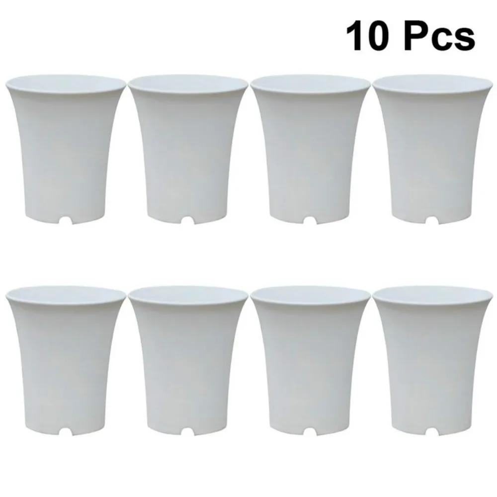 10Pcs Simple Plastic Flower Pot White Black Round Succulents For Home Office Garden Decoration Washable Reusable Garden Supplies
