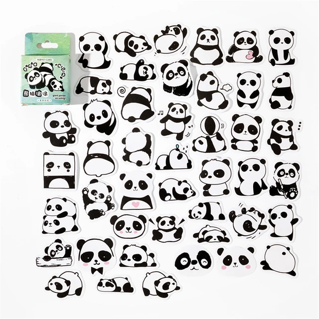 Animated cute panda stickers, white background