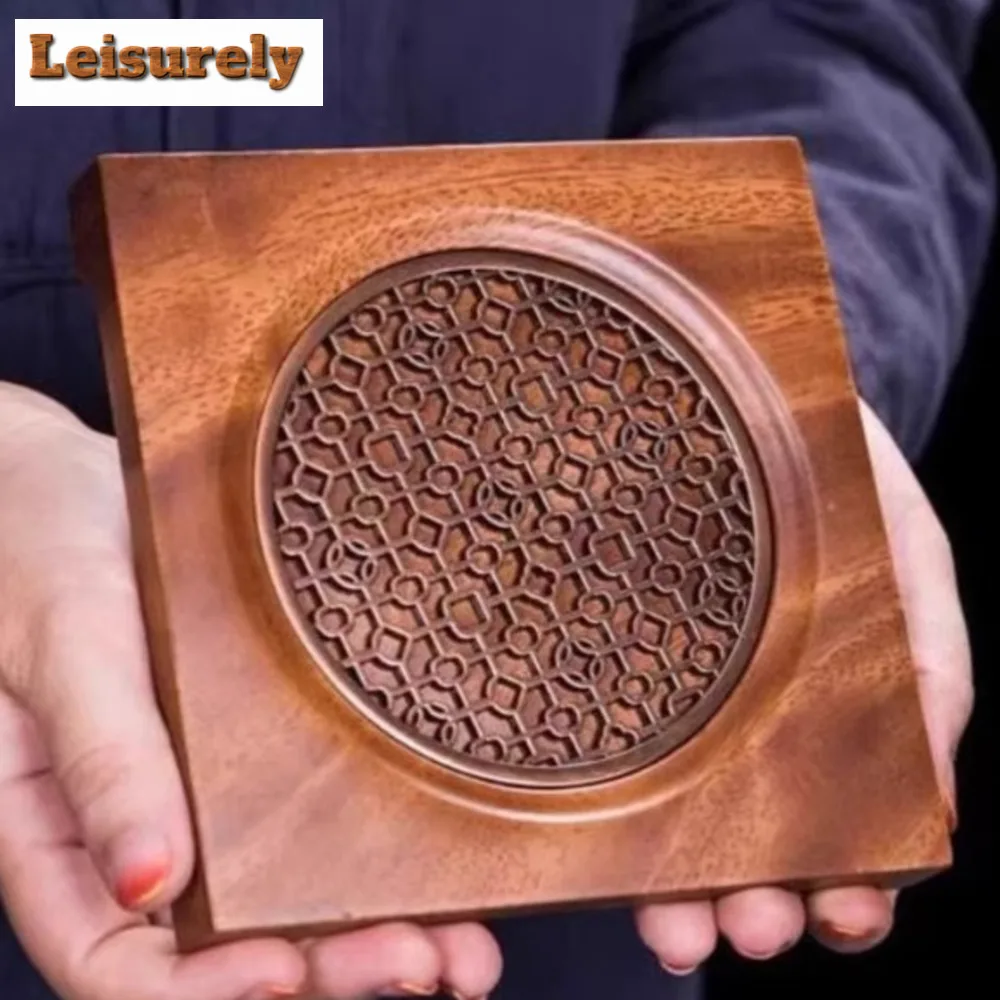 Retro Square Walnut Tea Tray Teapot Solid Wood Pot Bearing Holder Office Coffee Teapot Holder Cups Base Tea Ceremony Accessories