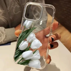 Elegant White Tulip Clear Silicone Soft Phone Case - iPhone 15 Plus (Clear - YYDSQN4426)