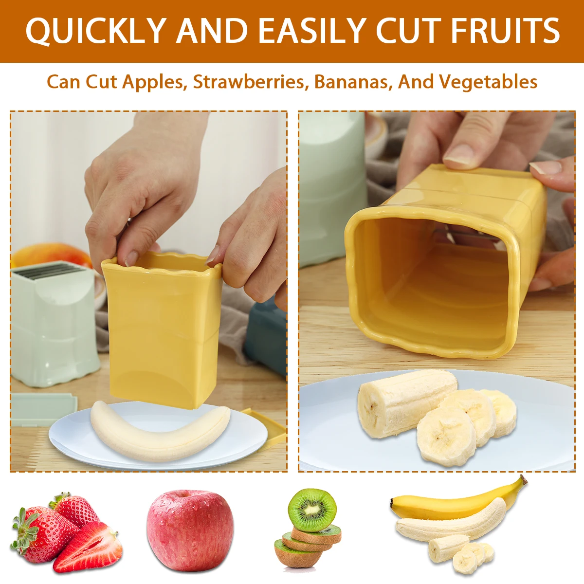 Kitchen Tool Portable Press Cup Slicer Fruit Egg Strawberry Banana Slicer US