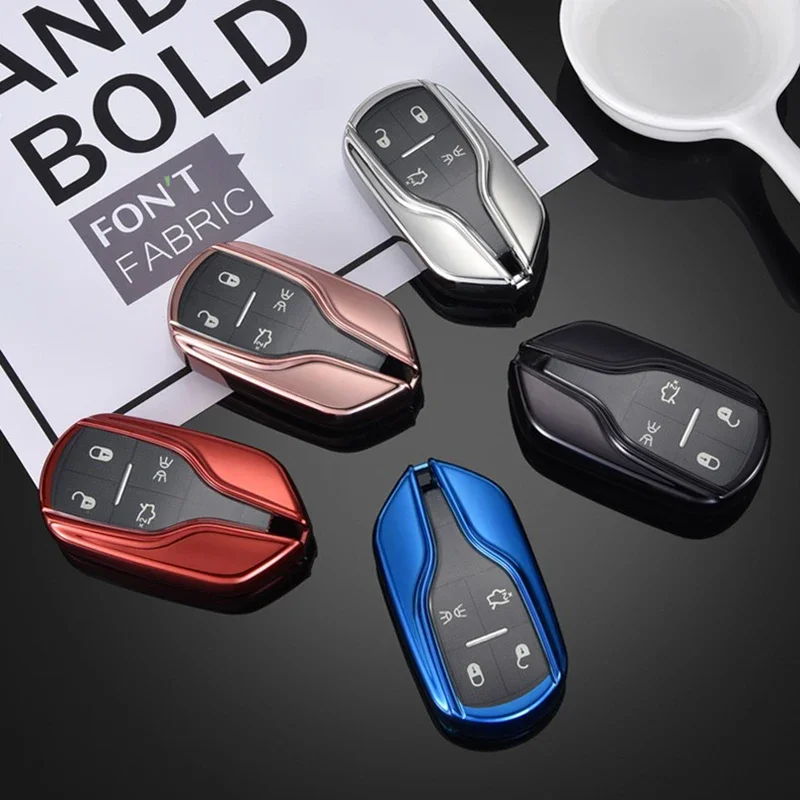 Placcatura Car Remote Key Case Cover Shell Fob Per Maserati Levante Ghibli Silicone Soft Car Key Shell Accessori Senza Chiave Per Auto Capa