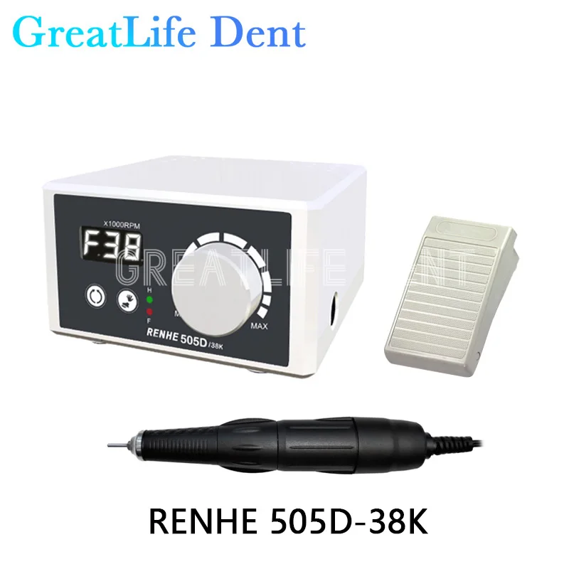 

GreatLife Dent Renhe 505D 38k 80W 38000RPM Dental Nail Drill Jewelry Drills Polisher Machine High Speed Strong Motor Micromotor