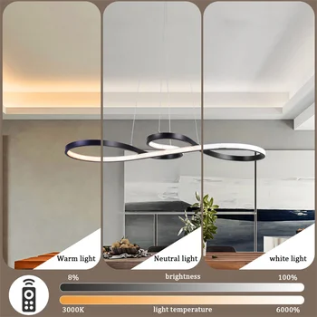 Modern Pendant Light With Remote Dimmabl Decor Living Room Chandeliers Led Simple Luminaire Dimming Kitchen Florarium Fixtures 4