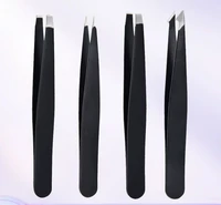 4pcs Black Professional Tweezers Set - Perfect For Eyebrow Hair Removal, Splinter & Ingrown Hair Removal & For Men & Women 1