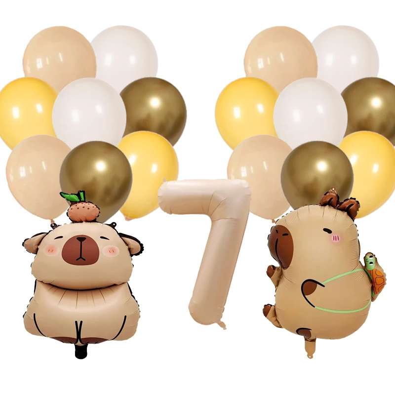 Cartoon Capybara Ballon Capybara Geburtstag Party Dekorationen Karamell Folie Nummer Baby Dusche Globos Geschenk Spielzeug – Detail 16