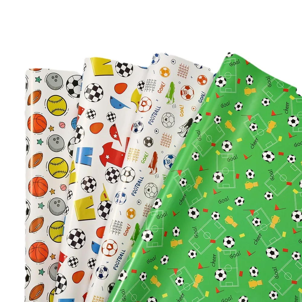 50X70cm Gift Wrapping Paper Cartoon Style Football Pattern Gift Packaging Coated Paper Packaging Colored Presents gift wrapping paper