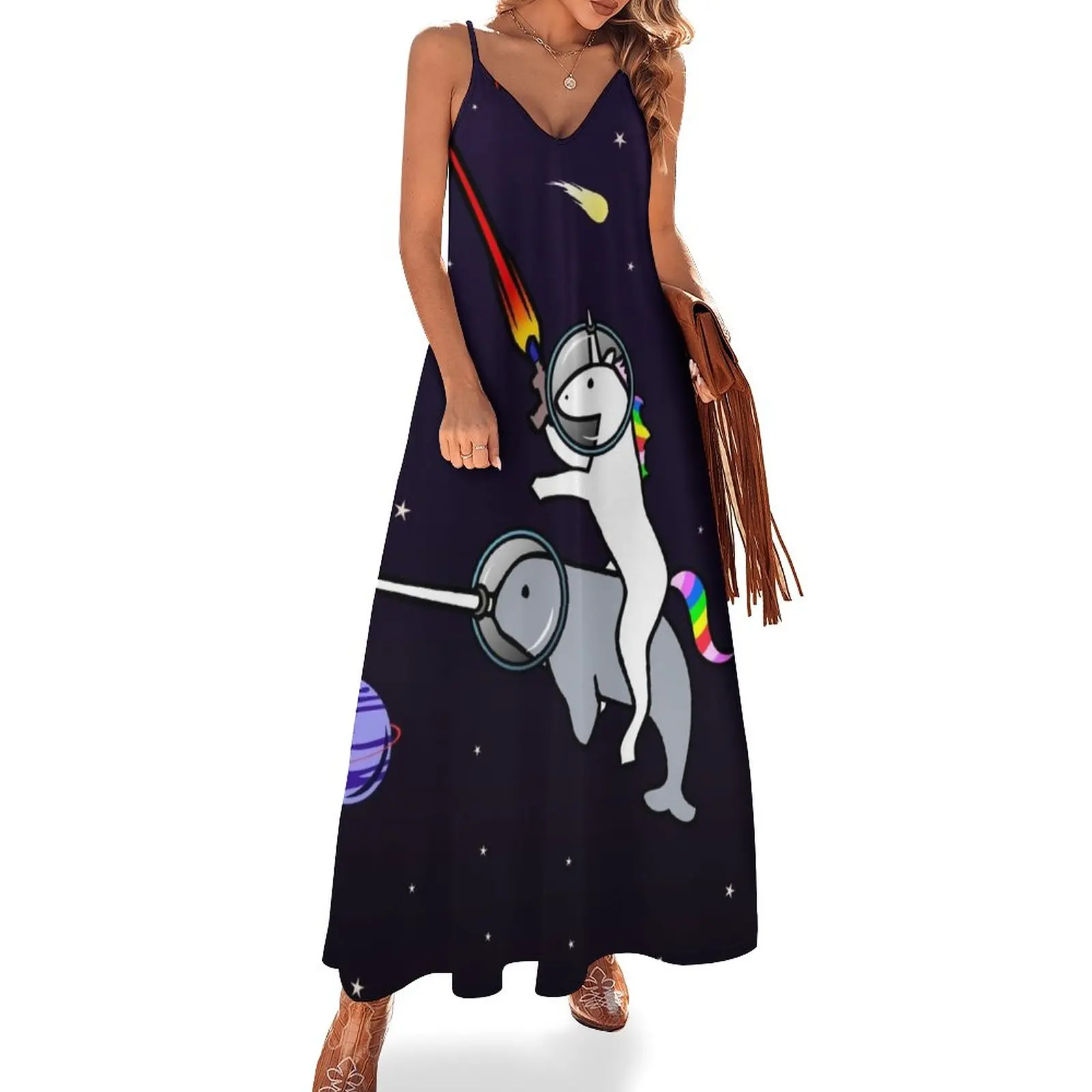 

Unicorn Riding Narwhal In Space Sleeveless Dress women dress Summer skirt sexy dress for women dresses for women 2024