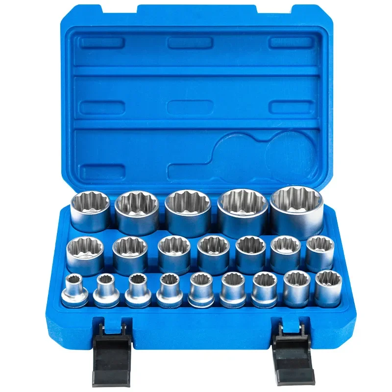 

21-Piece Set 12 Corners Plum Socket Wrench Batch Head 1/2 "Big Fly Small Wind Cannon Sleeve Batch Head 8-36MM Car Repair Tools