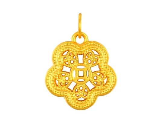 

new arrival 24k pure gold flower pendants gold coins pendant 999 real gold jewelry pendant