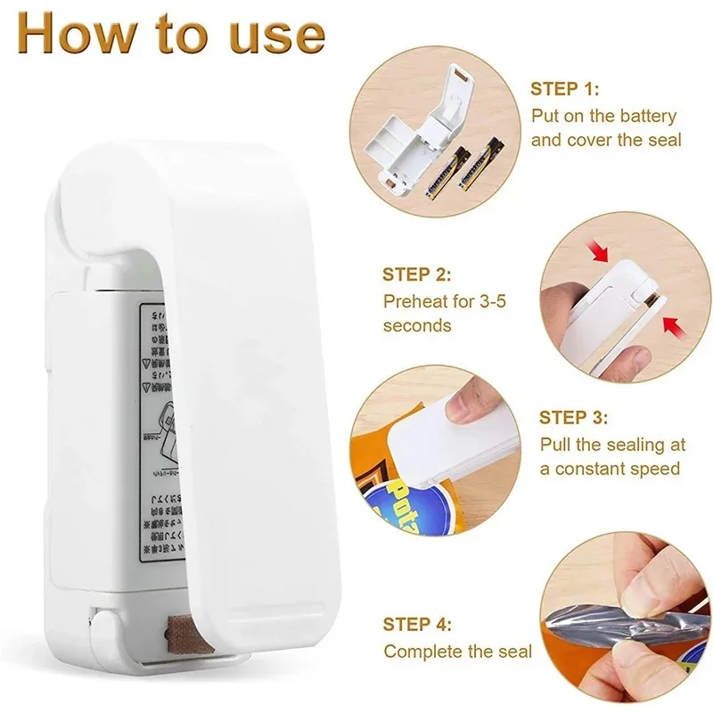1/3pcs Portable Mini Sealing Machine Snack Food Bag Plastic Sealing Machine Home Hand Pressure Heat Kitchen Tool
