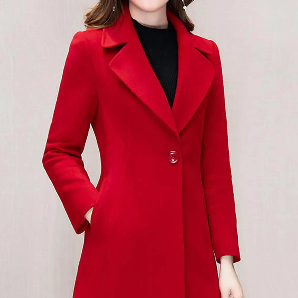 Autumn and Winter 2023 Korean Version Woolen Coat Women\'s Medium Long Knee Down Waist Suit Collar Wool Coat