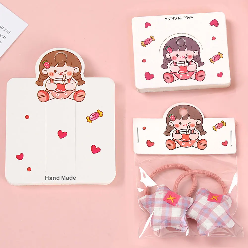 

50pcs Girls Hair Clips Hairpin Display Cards HairRope Tag Bracelet Packaging Card for DIY Hair Jewelry Retail Price Tag Wrapping