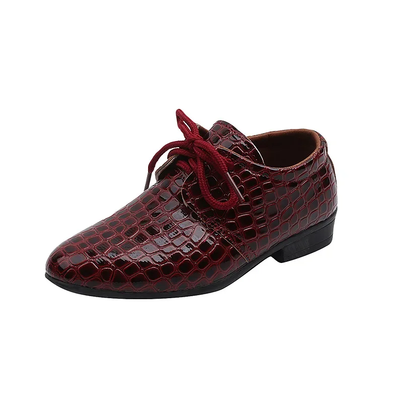 Boys Leather Shoes Spring Autumn Children's Flats Fashion British Style Lace-up Pointed Toe Kid School Uniform Performance Shoes
