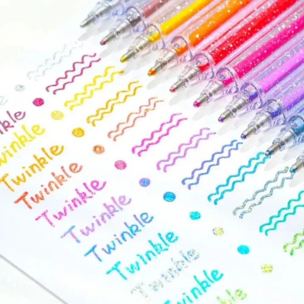 Glitter Gel Pen Set Colored Pens Set Students Marking Highlighter Pen Students Stationery for Drawing Gel School Supplies