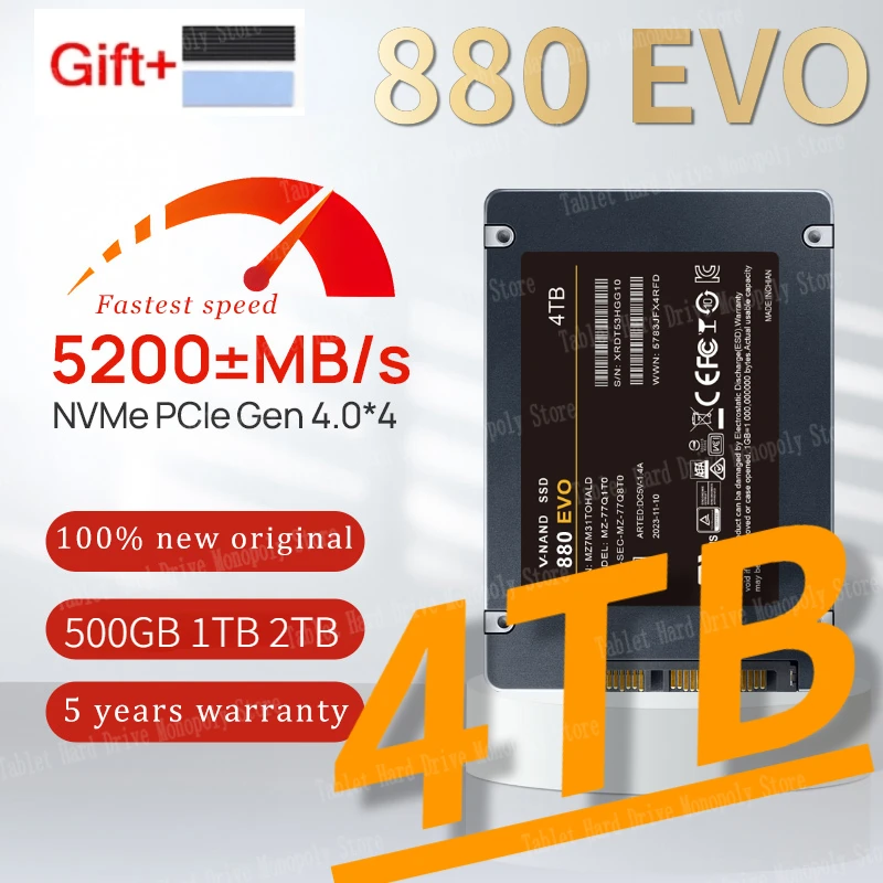 

Original 4TB SSD 880EVO Sata3 2TB 8TB Hard Drive Disk 2.5Inch Ssd TLC 5000MB/s Internal Solid State Drive For Laptop/Desktop PS5