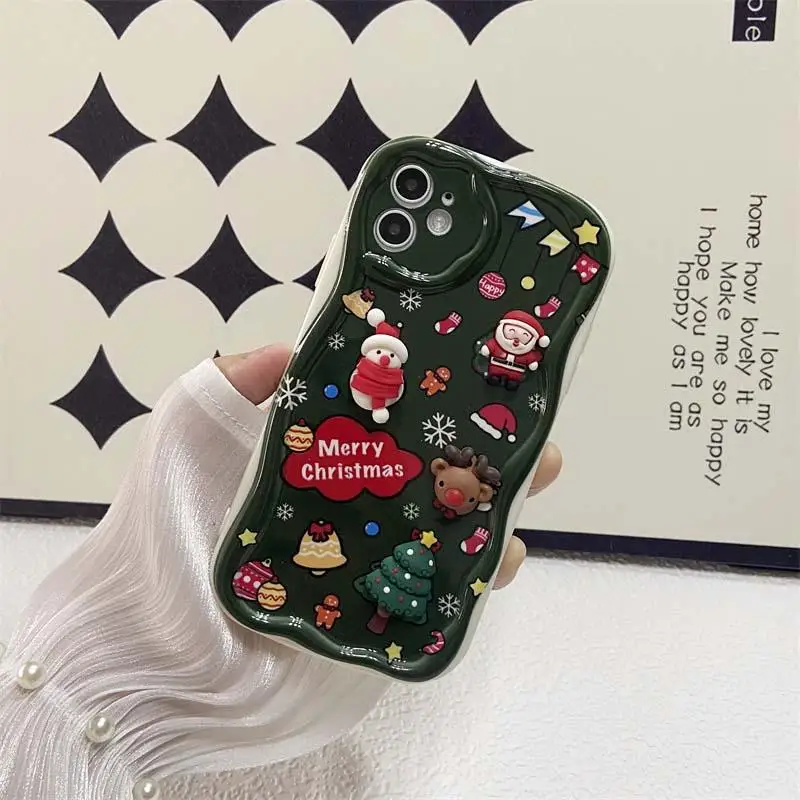 Charming 3D Christmas Santa Claus Doll Silicone Phone Cover - Festive Design