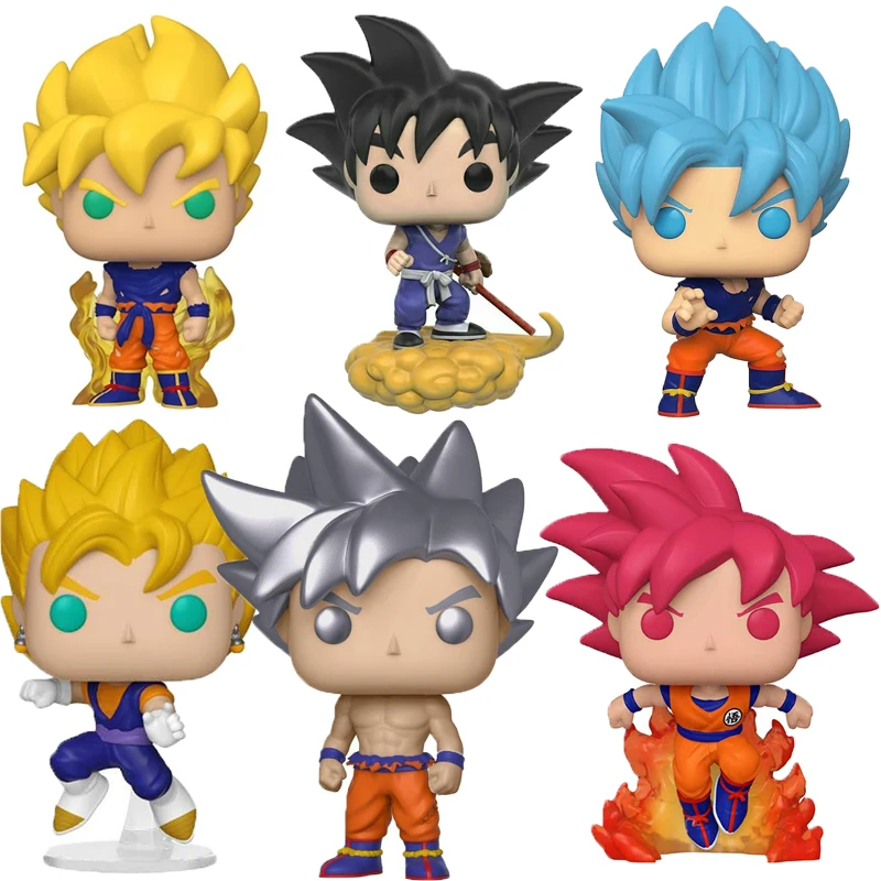 Funko pop dragão super zq bola versão da mão para fazer anime modelo 827 #  ssg super saiyan goku cabelo vermelho modelo brinquedos crianças presente -  AliExpress