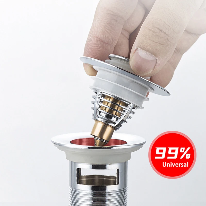 Universal Allcopper Popup Bounce Core Basin Drain Filter Hair Catcher