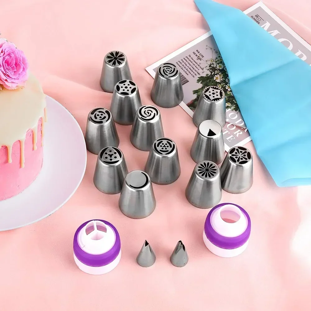 Cake Decorating Tip Set Cake Icing Nozzles Baking Nozzle Set Cake Decorating Nozzle Set 8/27 PCS Set of DIY Baking Tools for Russian Piping Nozzles Stainless Steel Piping Nozzle Set Candy Decoration Baking Cake Tools