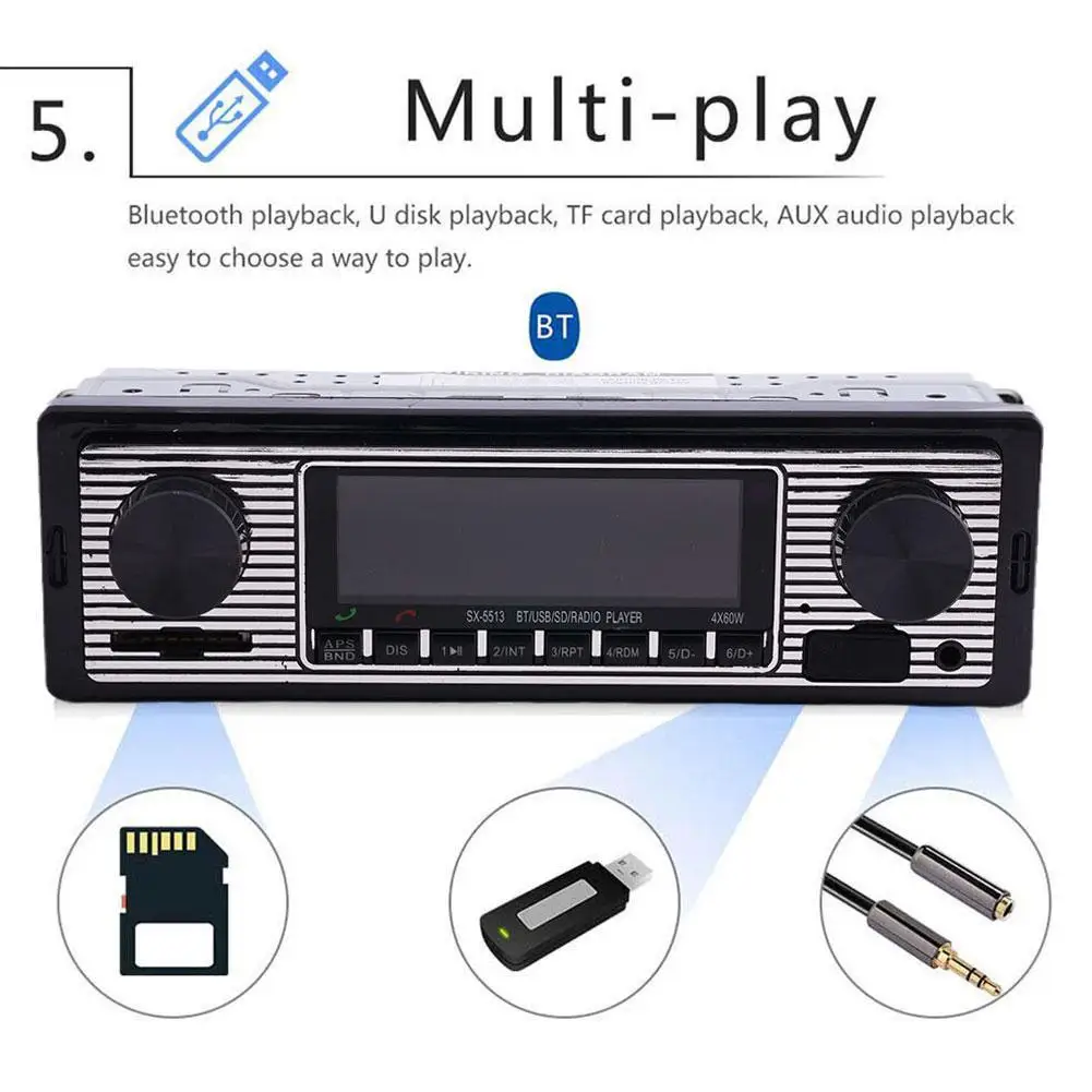 Car Radio MP3/WMA/WAV Digital Car Bluetooth FM Audio Music Support USB/SD/MMC Card Reader With Dashboard 12V Multimedia