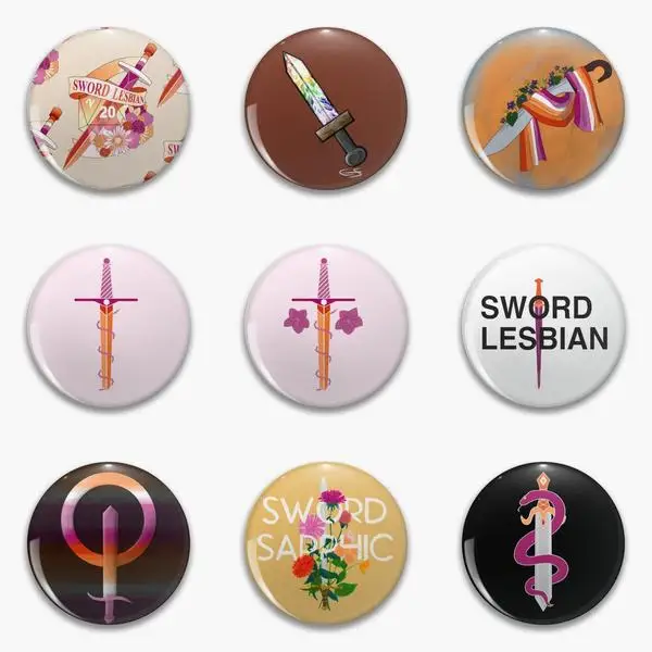 

Sword Lesbian Rainbow Flag Pride In Soft Button Pin Badge Jewelry Fashion Brooch Clothes Creative Lapel Pin Hat Collar Cute