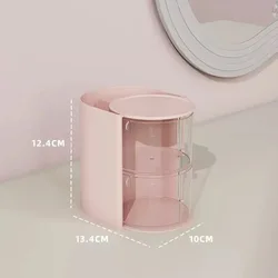 Multi - Tier Rotating Jewelry and Makeup Organizer with Brush Holder (Two layers of pink)