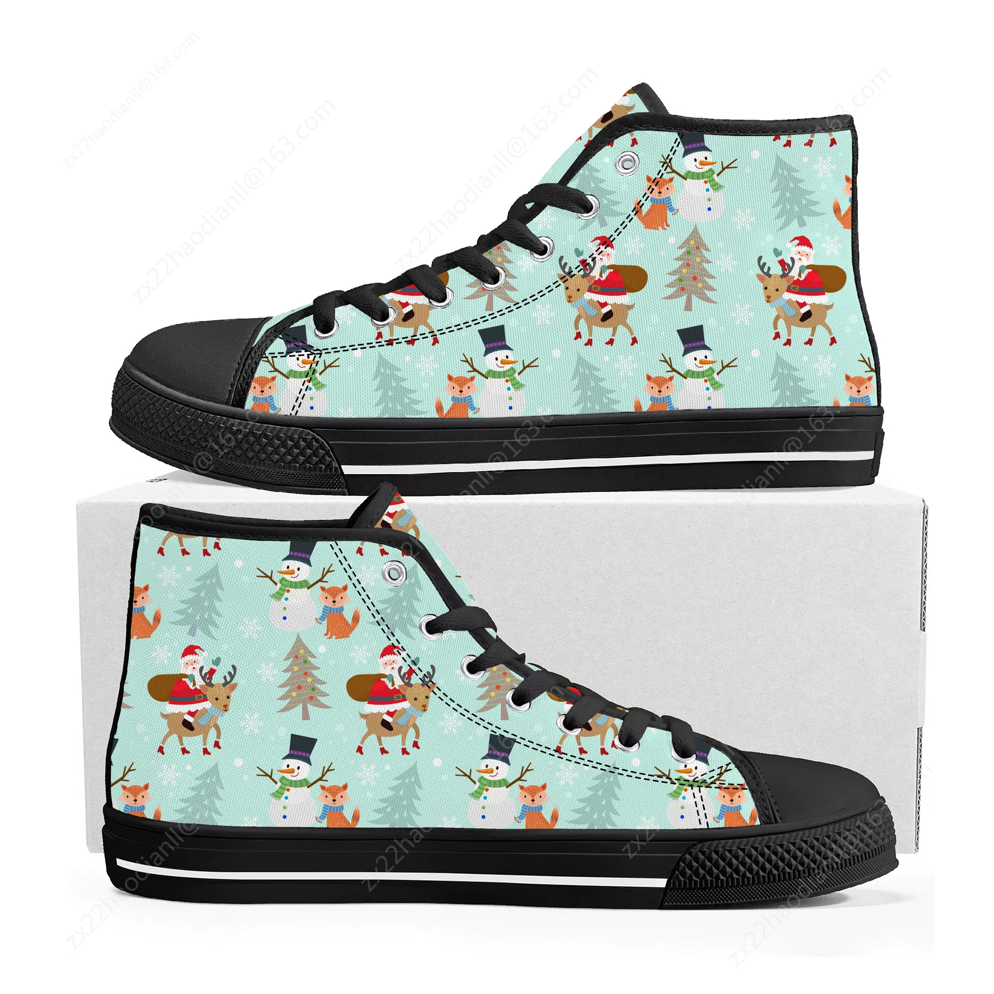 White Snowflake Red Christmas High Top Sneakers High Quality Mens Womens Teenager Canvas Sneaker Casual Couple Shoes Custom Shoe