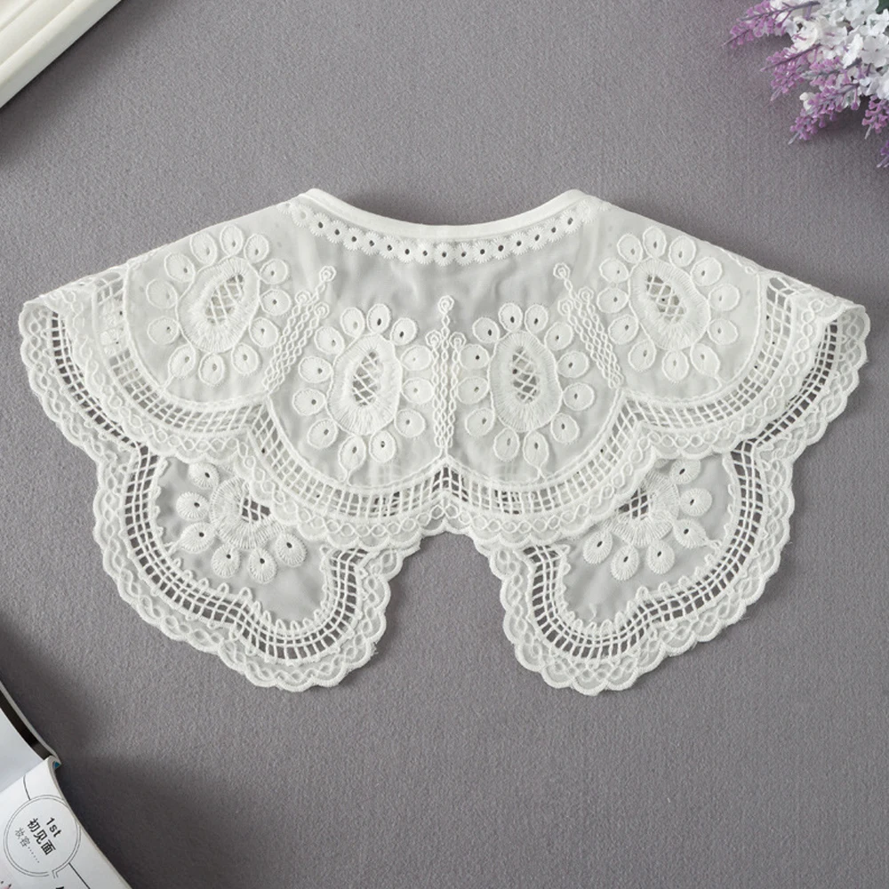 Chiffon Fake Collar Accessories Women European Style False Collar Embroidered Girl\'s Doll Collar Female Bow Tie Fake Collar