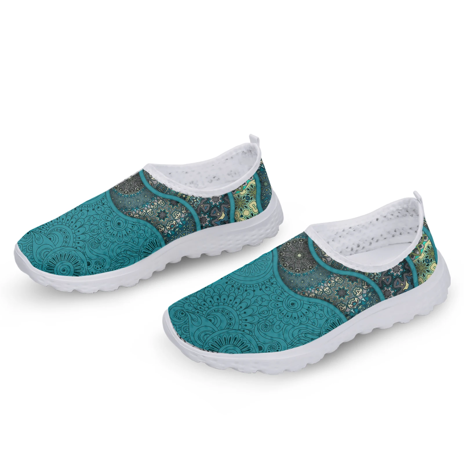 Simple Bohemian Printed Mesh Shoes Light And Breathable Home Shoes For Summer Soft Comfortable Slip On Shoes