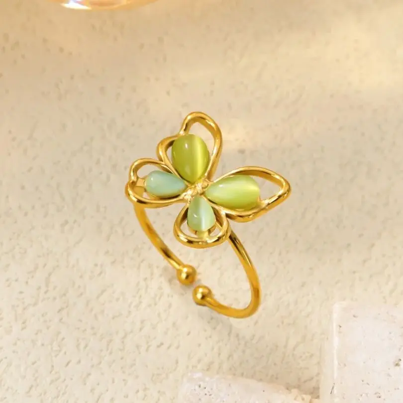 Butterfly Rings Geometric Opening Finger Ring