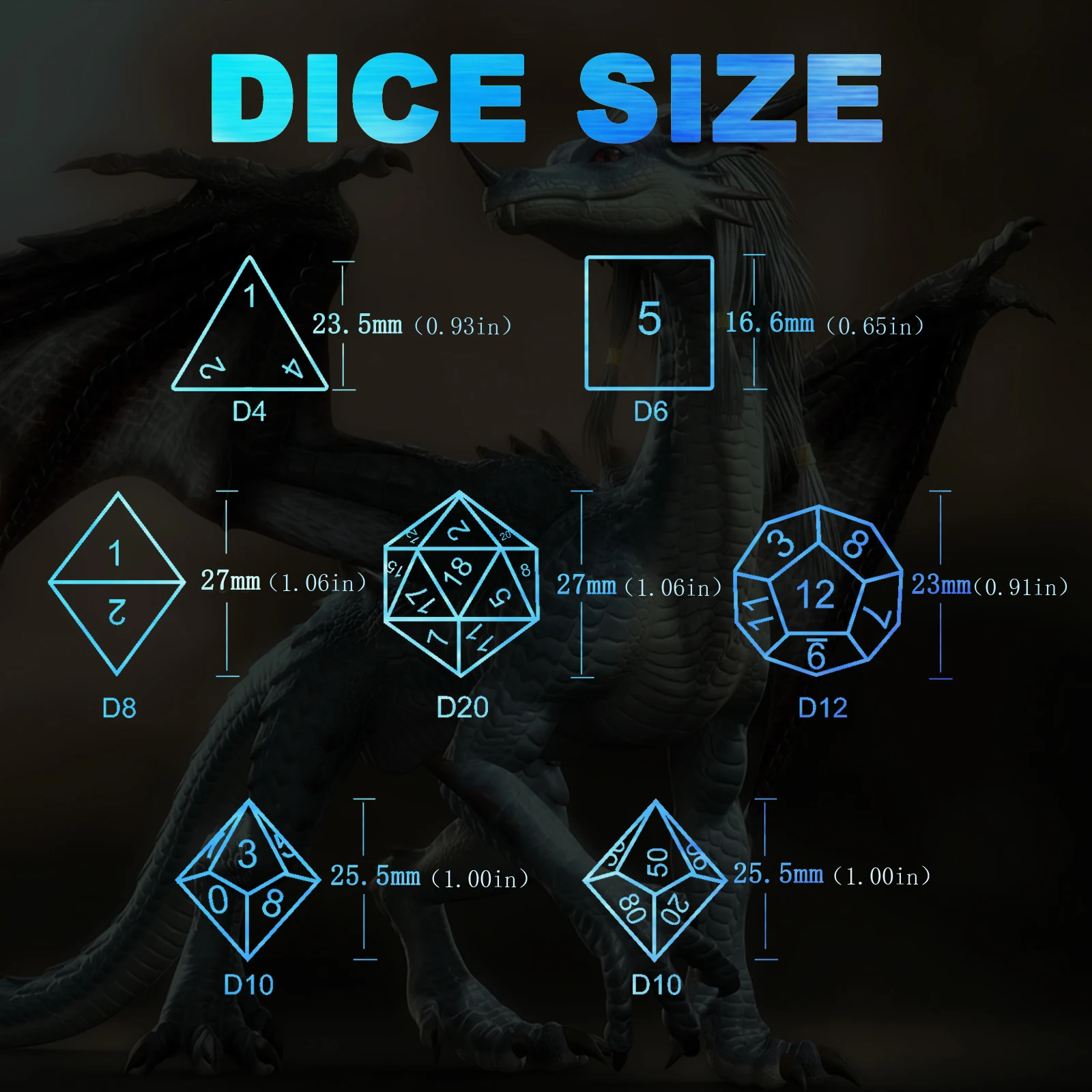 1PC Random Color Bulk Metal Dice DND D4 D6 D8 D10 D% D12 D20 Polyhedral Dice for D&D Pathfinder RPG Board Games