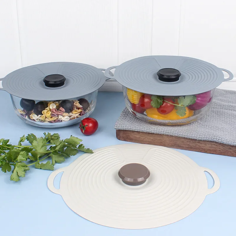 Three Piece Set Silicone Fresh-keeping Lids Silicone Bowl Lids Vacuum Sealed Fresh-keeping High Temperature Resistance