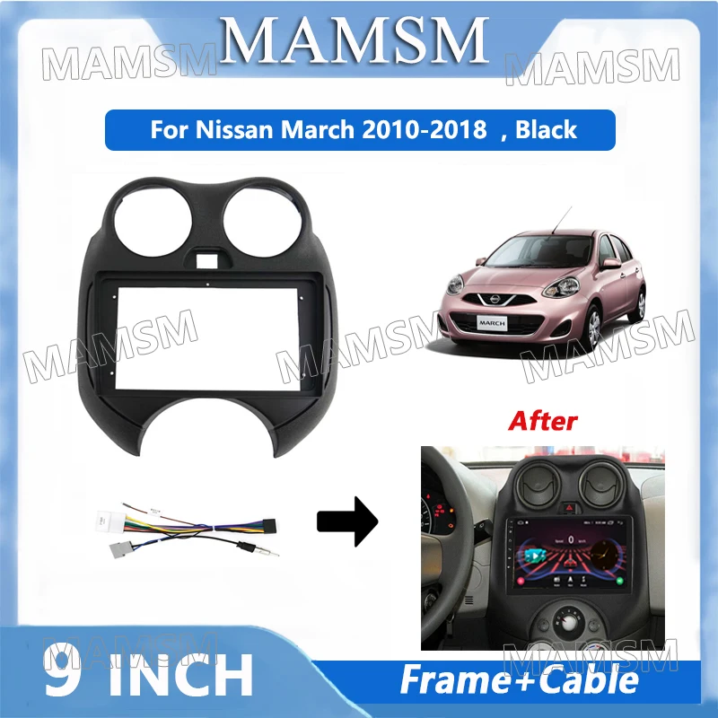 

9 Inch 2 Din Radio Frame Adapter For Nissan March 2010-2018 Car Android Player DVD Audio Panel Mount Installation Fascia Frame