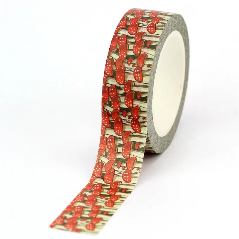 새로운 1PC. 10M 장식 귀여운 버섯 컬렉션 마스킹 페이퍼 Washi 테이프 스크랩북 스티커 세트 저널링 Papeleria