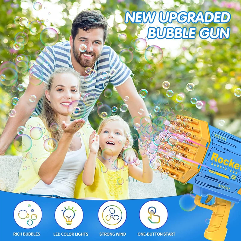 40Holes Electric Bubble Gun Automatic Gatling Bazooka Bubble Machine With Light Children Outdoor Soap Bubble Blowing Toys 2